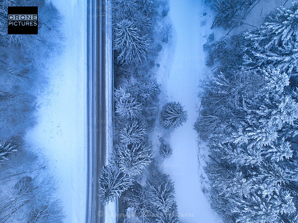 Photo aérienne par drone Vercors route sous la neige - BRUYANT-0965 - photos tous droits réservés Drone-Pictures