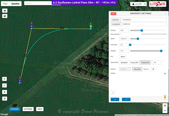 Vol drone programmé via Litchi sur le Mission Hub - Champs de tournesol by Drone-Pictures