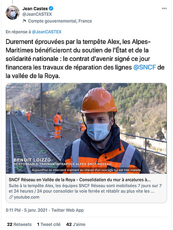 Tweet-Jean Castex-SNCF-Roya